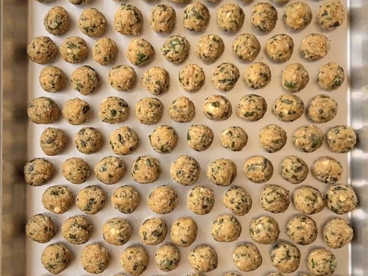 rolled homemade mini meatballs