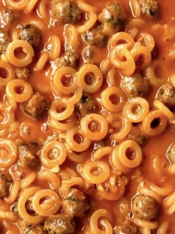homage spaghettios with mini meatballs