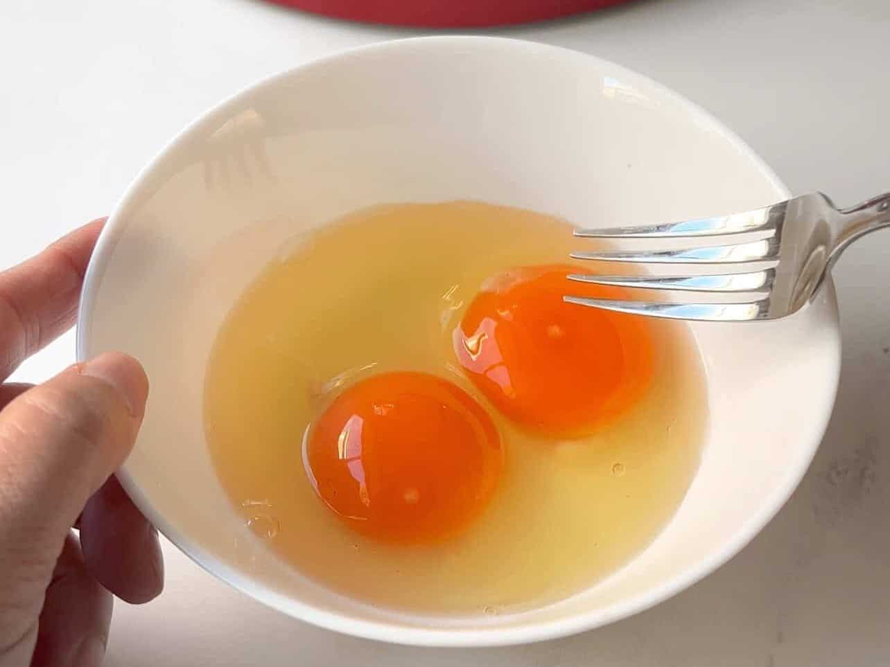 beat two eggs and add into cookie dough last