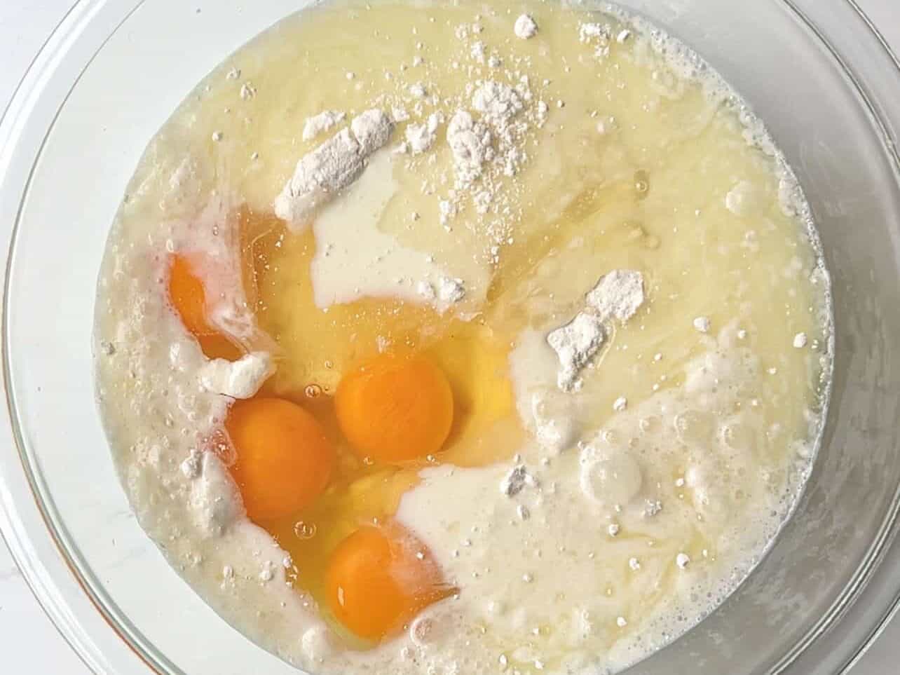 Add extra egg and milk instead of water to elevate cake box mix