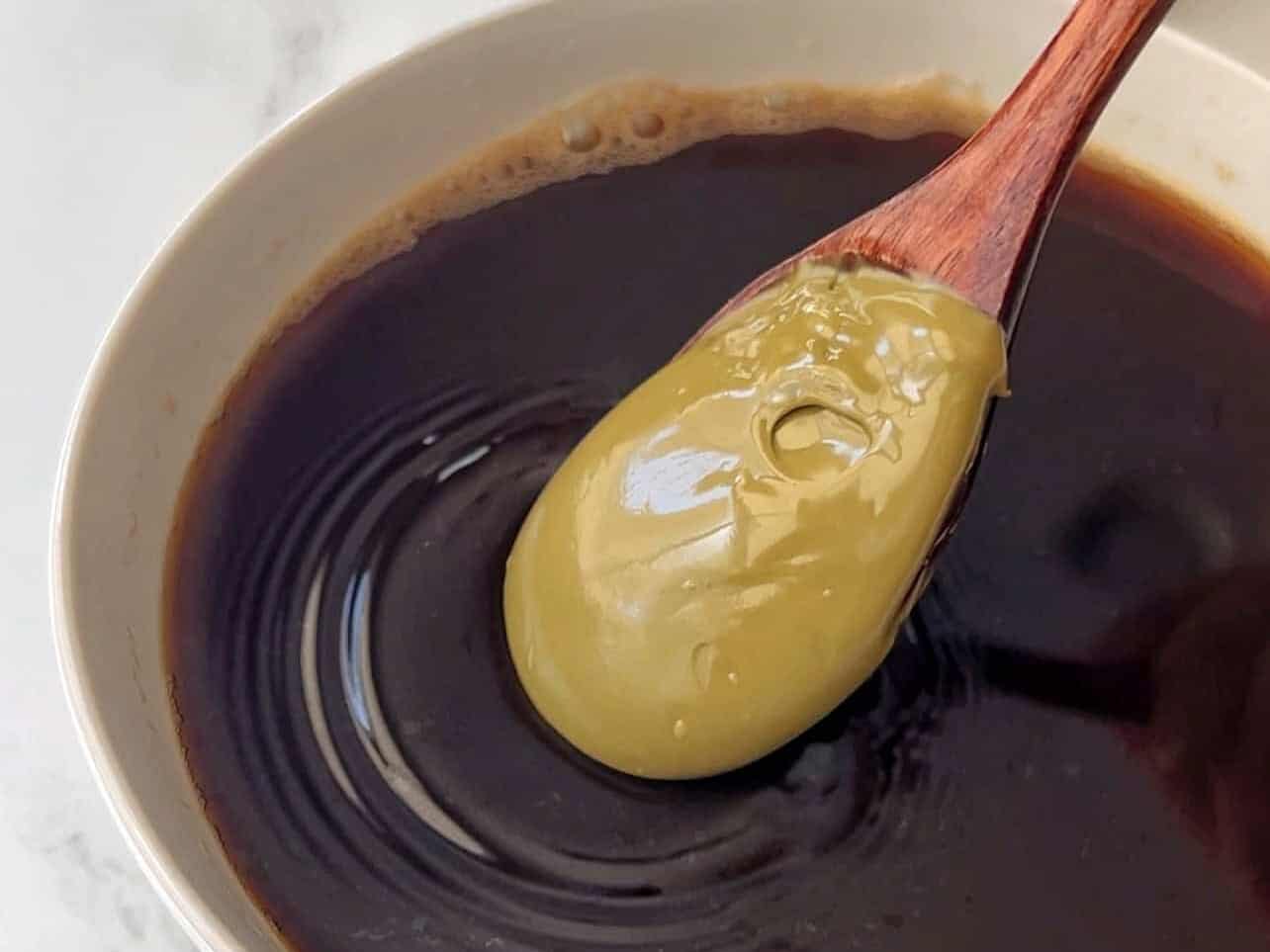 coffee soak made with pistachio cream & almond extract