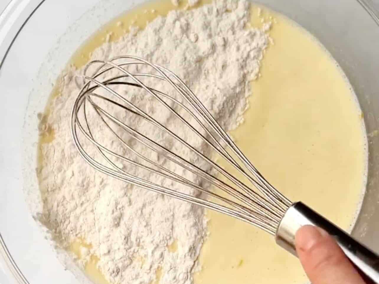 Mix batter only until all dry flour is no longer visible