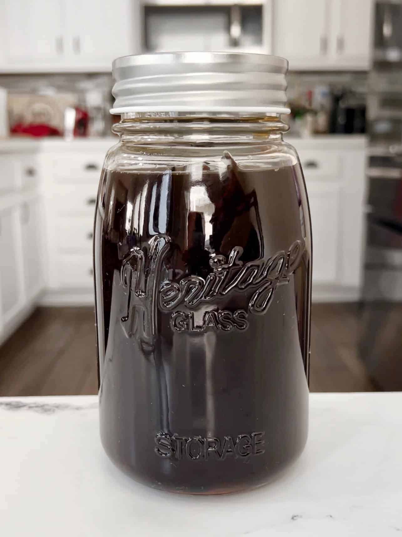 homemade vanilla infused in glass jar