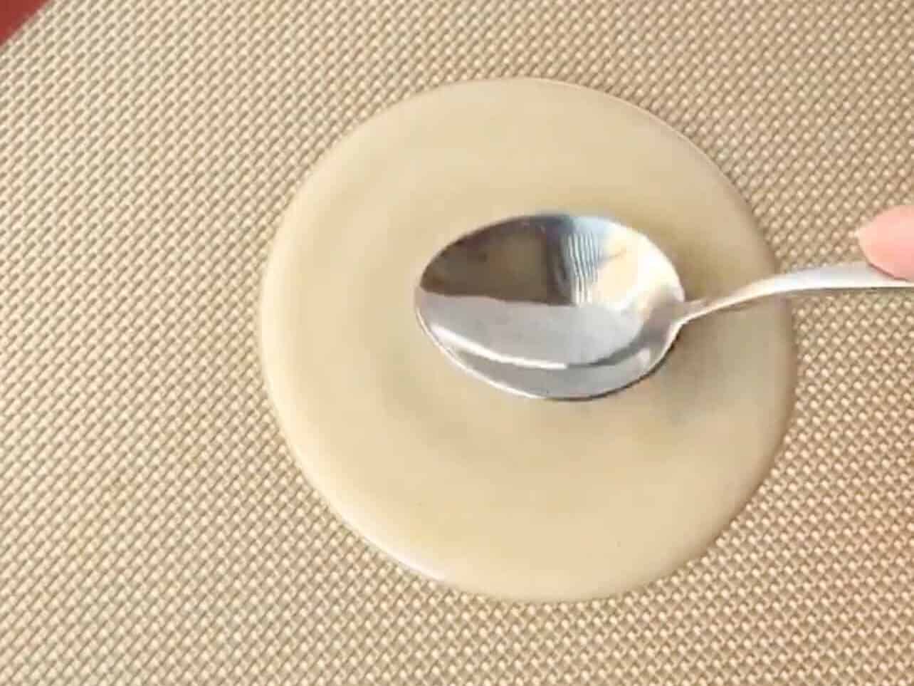 pour tablespoon of batter and spread into 9cm circle