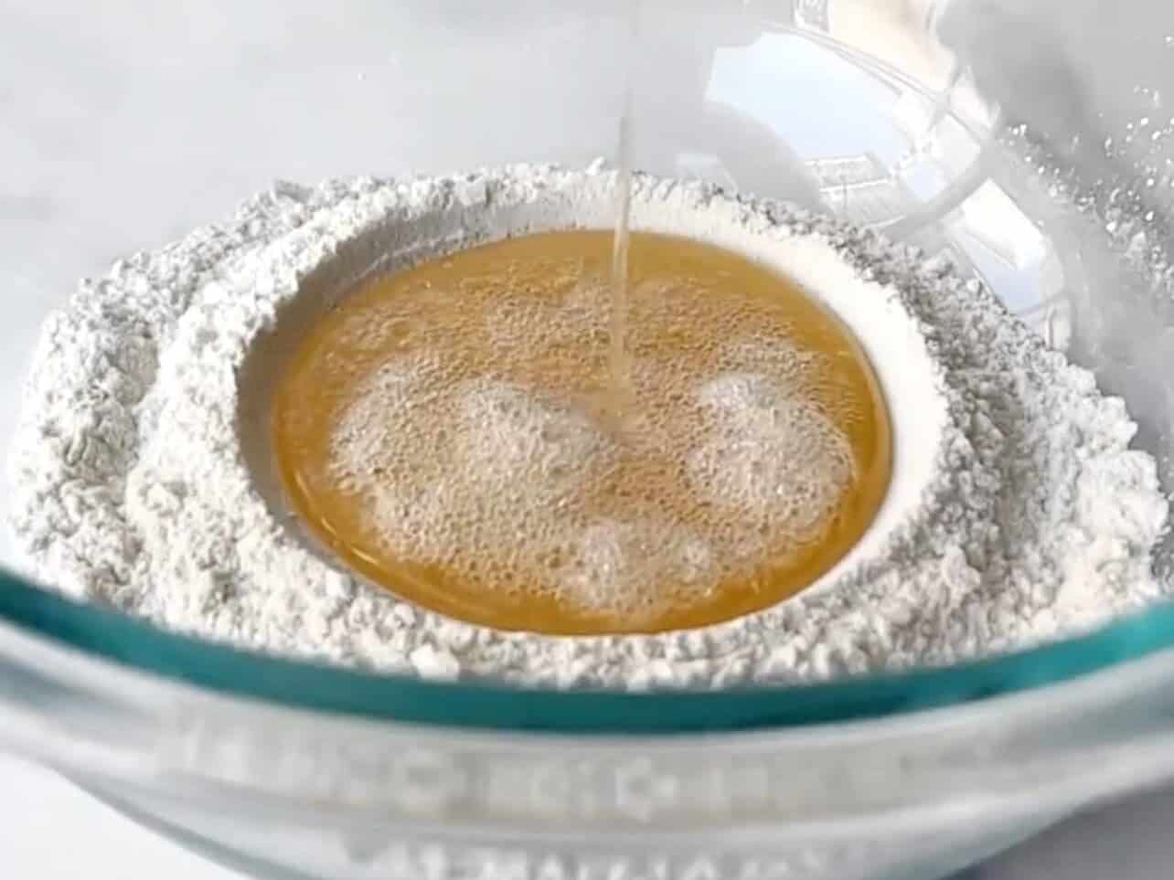 combine wet and dry ingredients for homemade fortune cookie batter