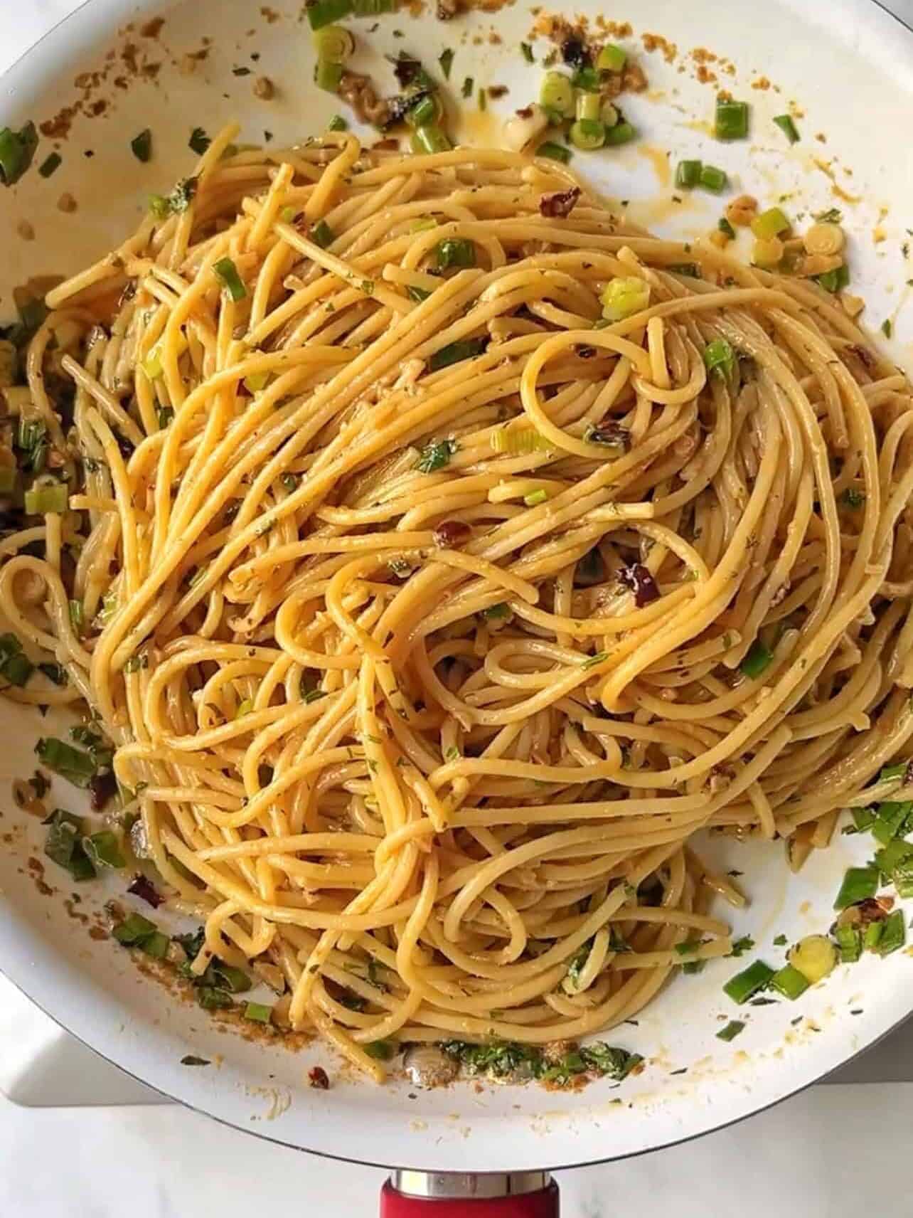 cooking garlic butter chili crisp pasta
