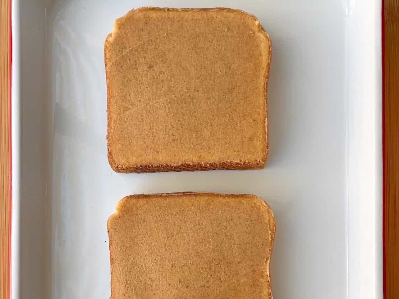 spread cinnamon sugar butter over the whole bread slice