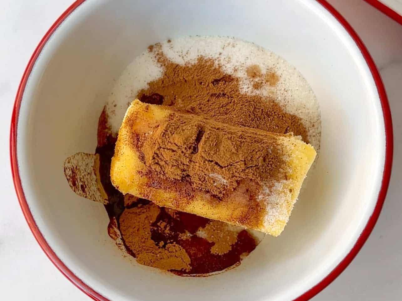 mix butter, sugar, cinnamon, vanilla in bowl for cinnamon toast