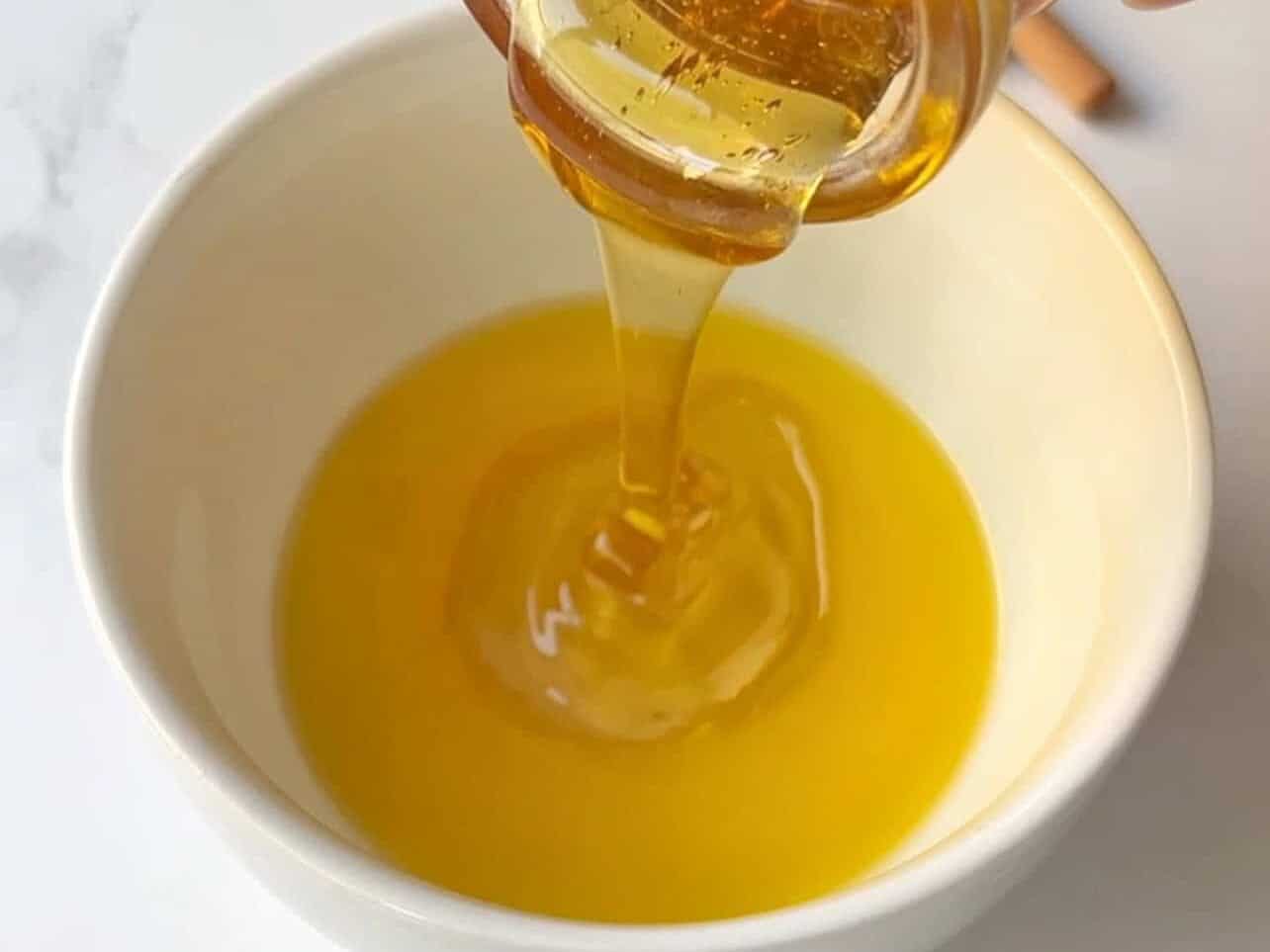 combine honey and melted butter to make honey butter