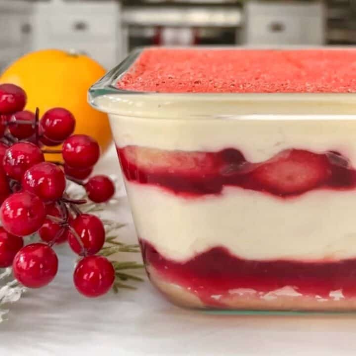 layers of cranberry tiramisu