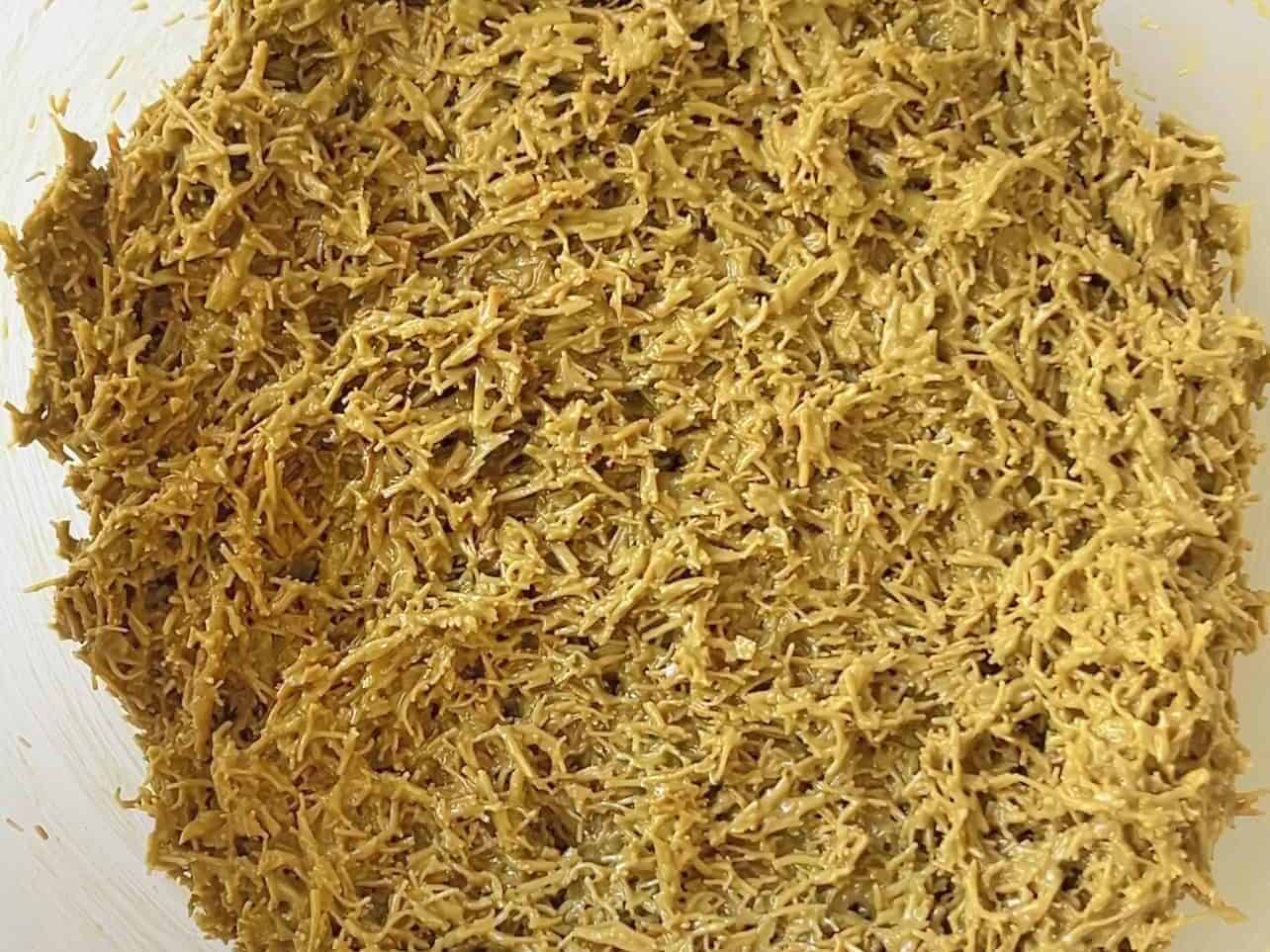 consistency of knafeh filling for viral pistachio chocolate bar