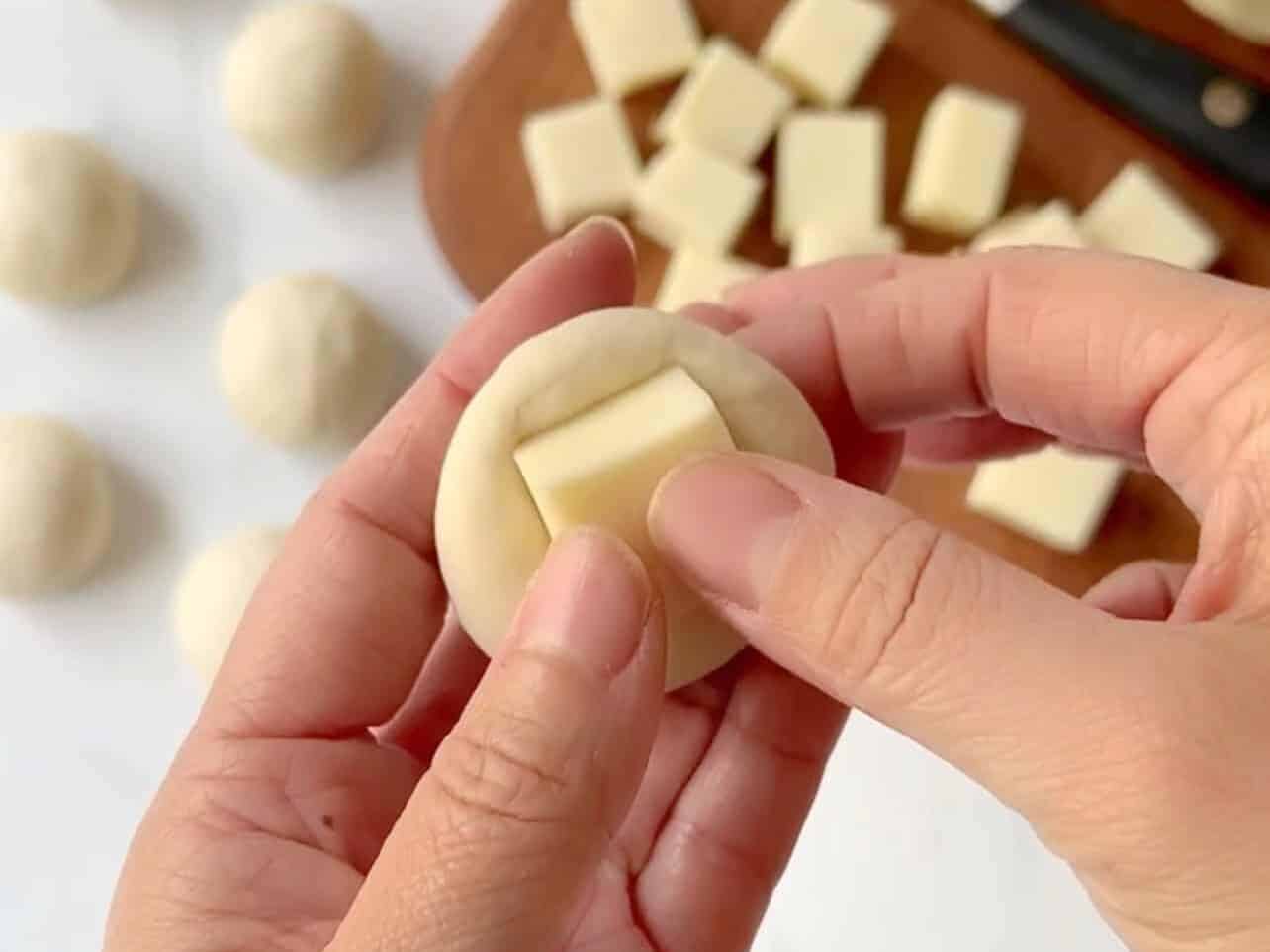 stuff dough balls with mozzarella