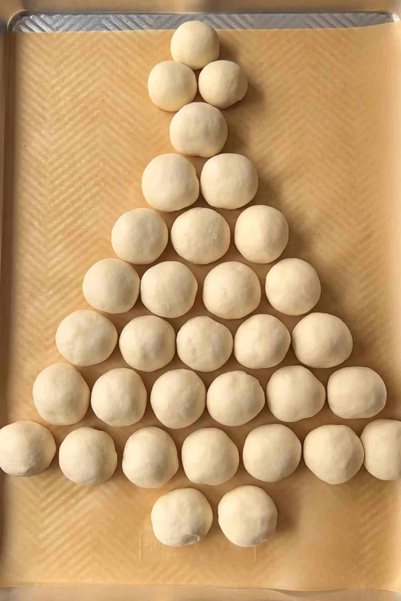 create Christmas tree shape with dough balls.
