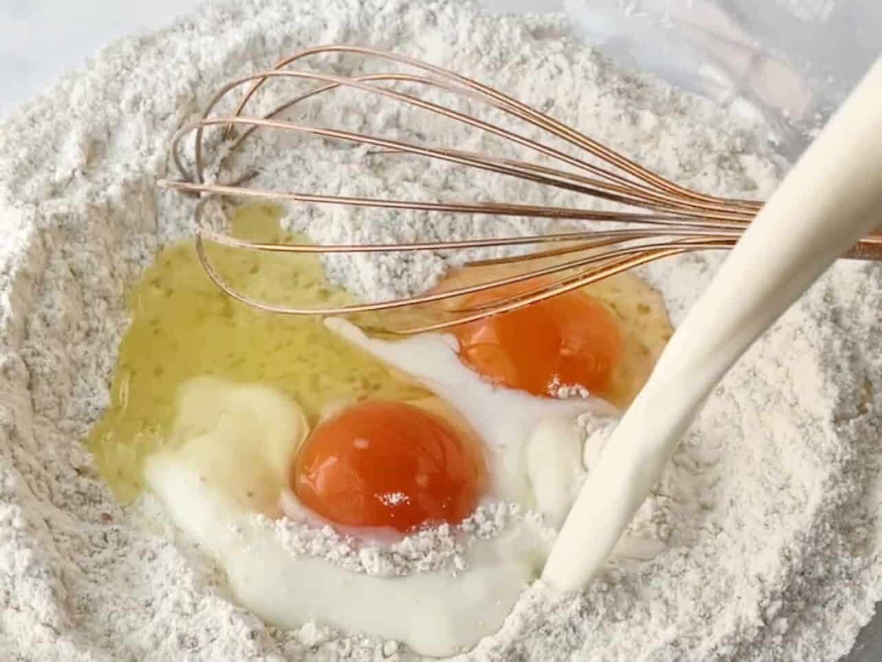 milk and eggs for pancake batter
