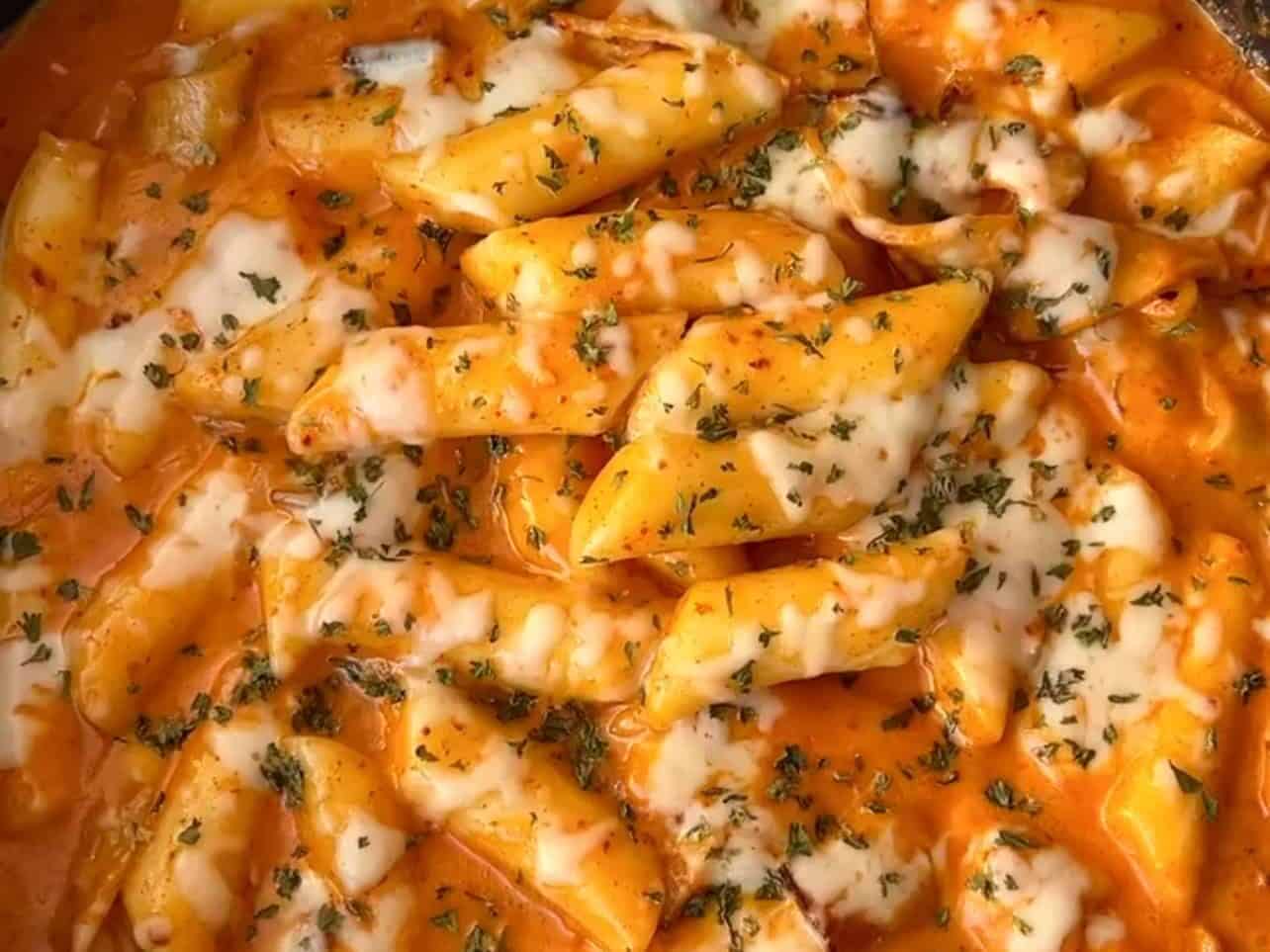 finish Rosé Tteokbokki with parsley