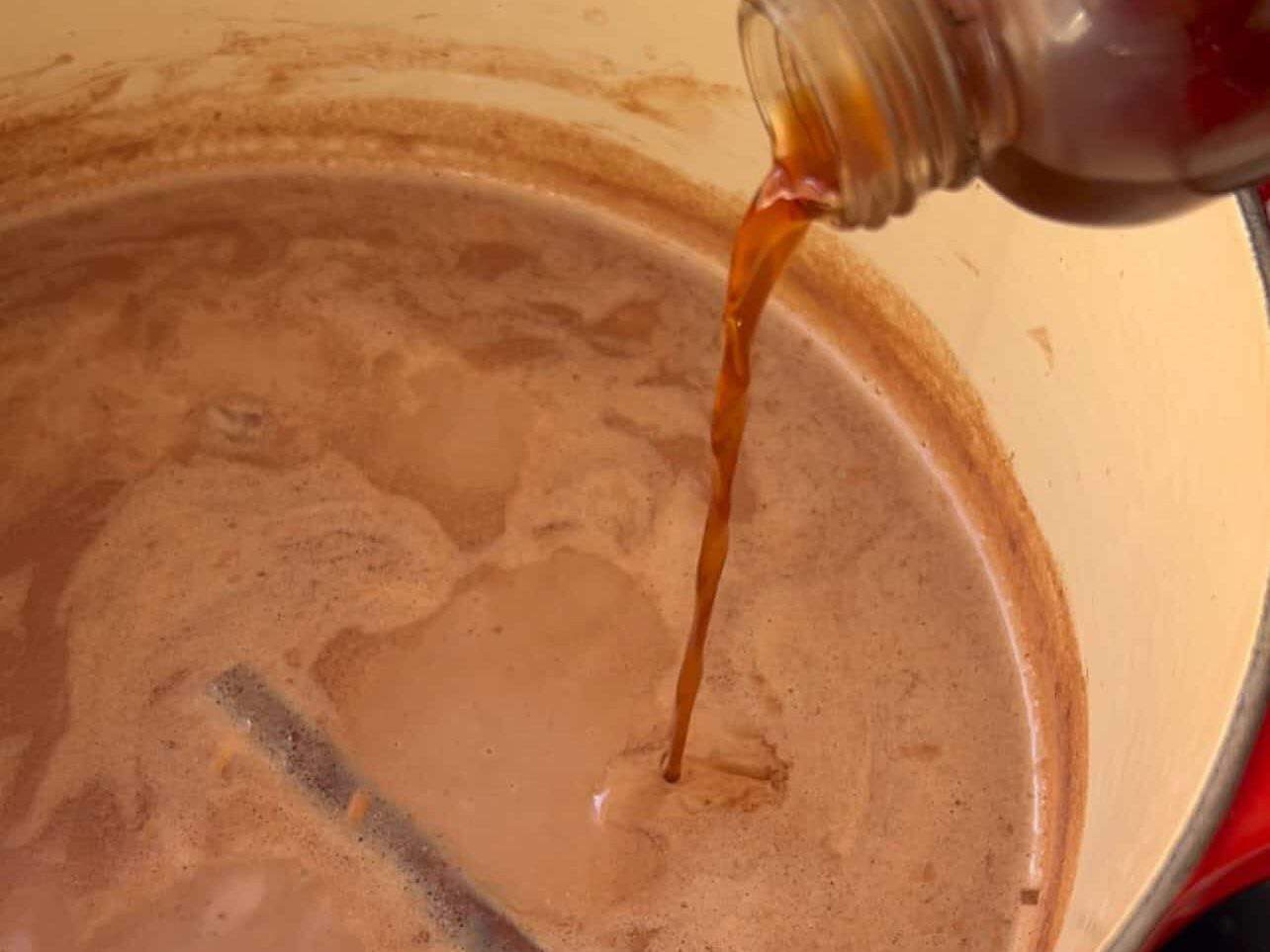 add vanilla and salt once hot cocoa is thickened