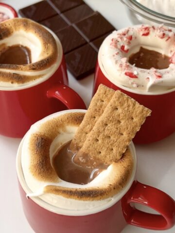 homemade hot cocoa with torched marshmallow