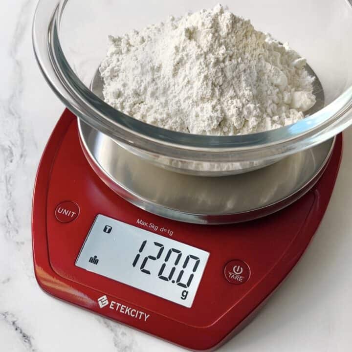use a digital kitchen scale to weigh flour