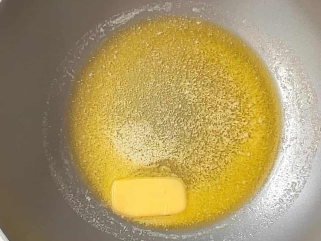 melting butter in pan