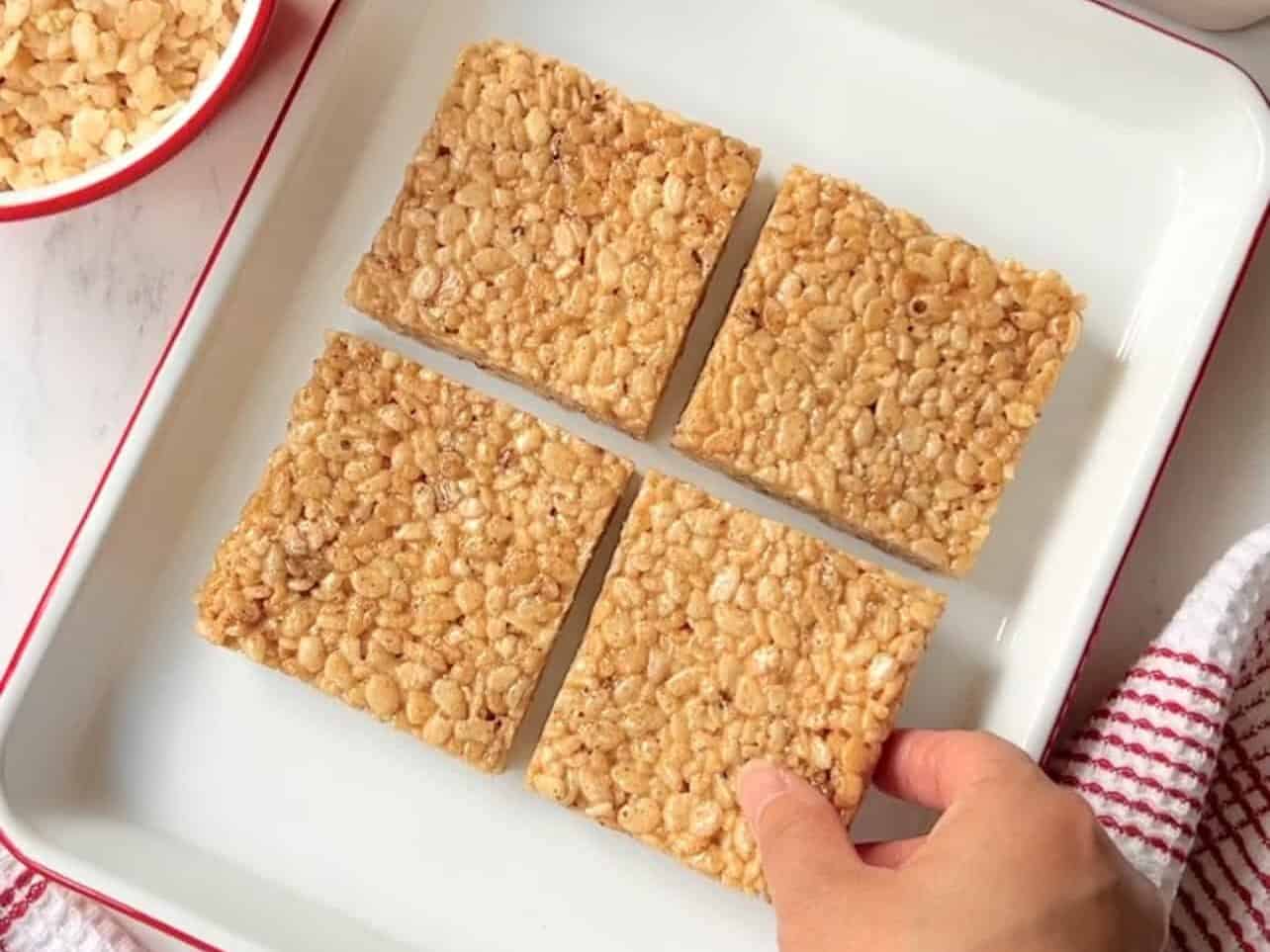 torched brown butter Rice Krispie treats with charred marshmallow