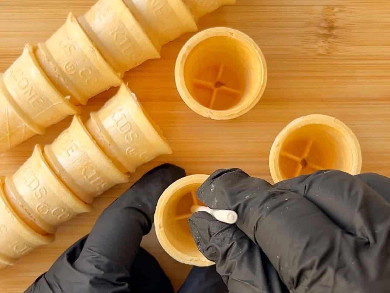 poke holes in ice cream cones