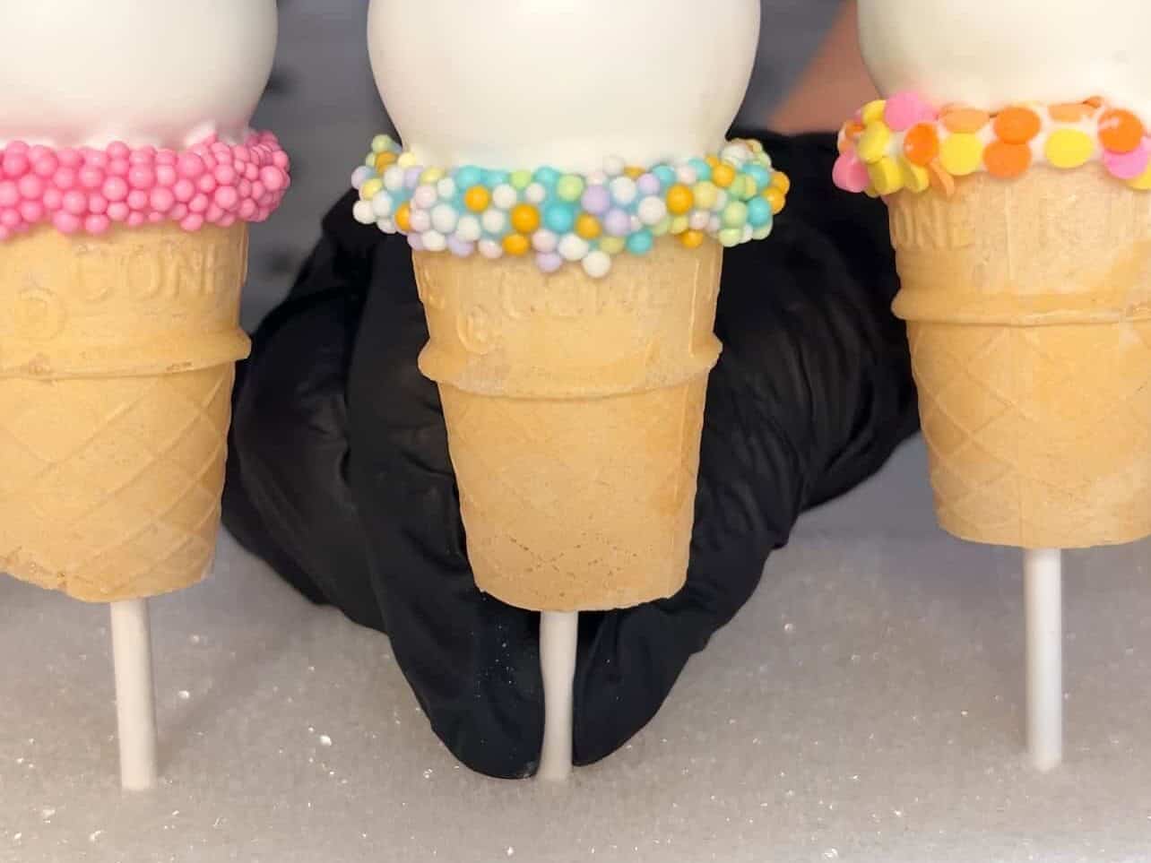 use styrofoam block to keep cake pops upright