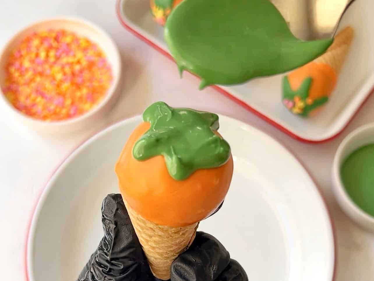 use candy melts to add ice cream drip to cake pops