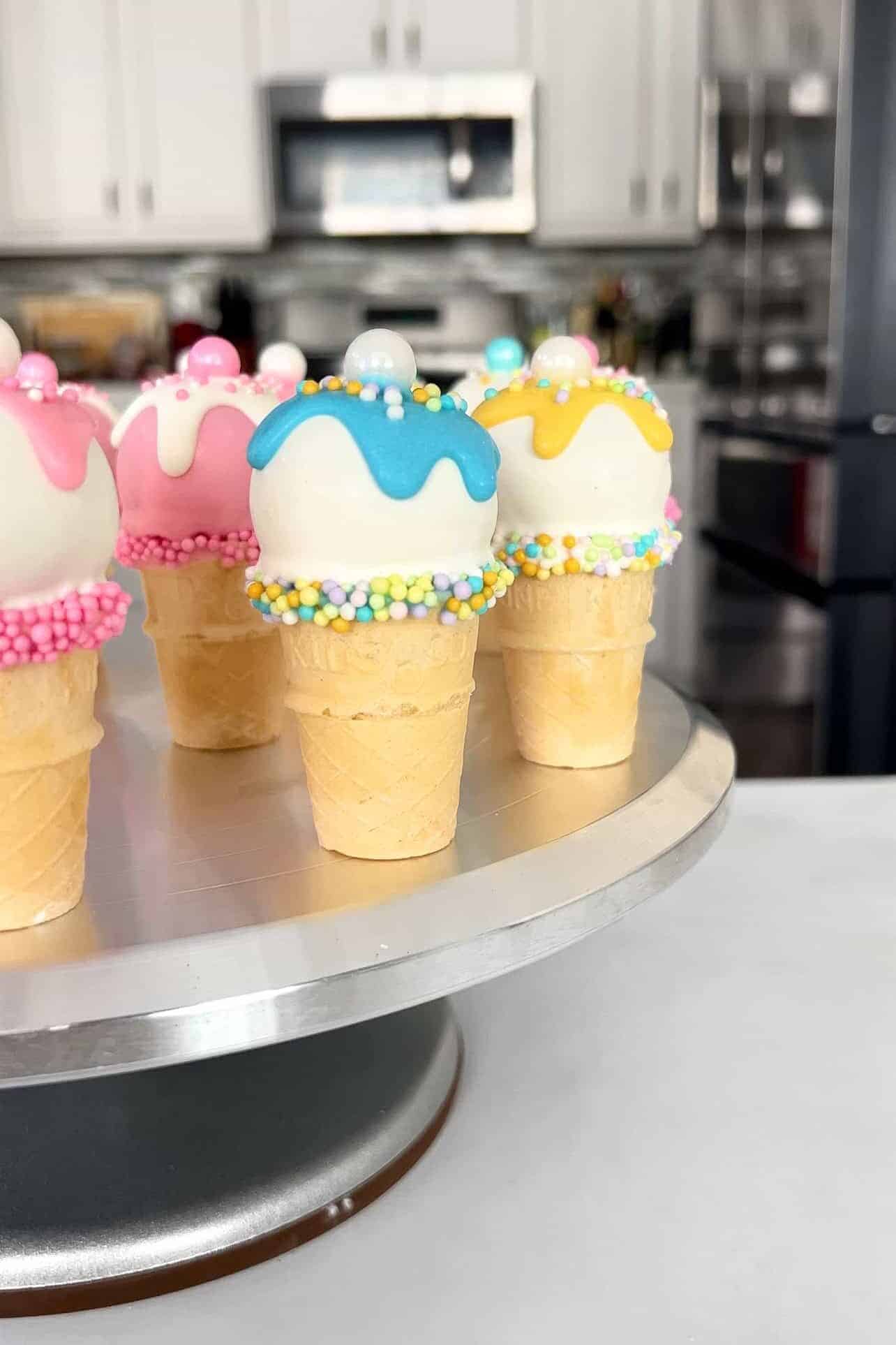 Easter decorated ice cream cake pops