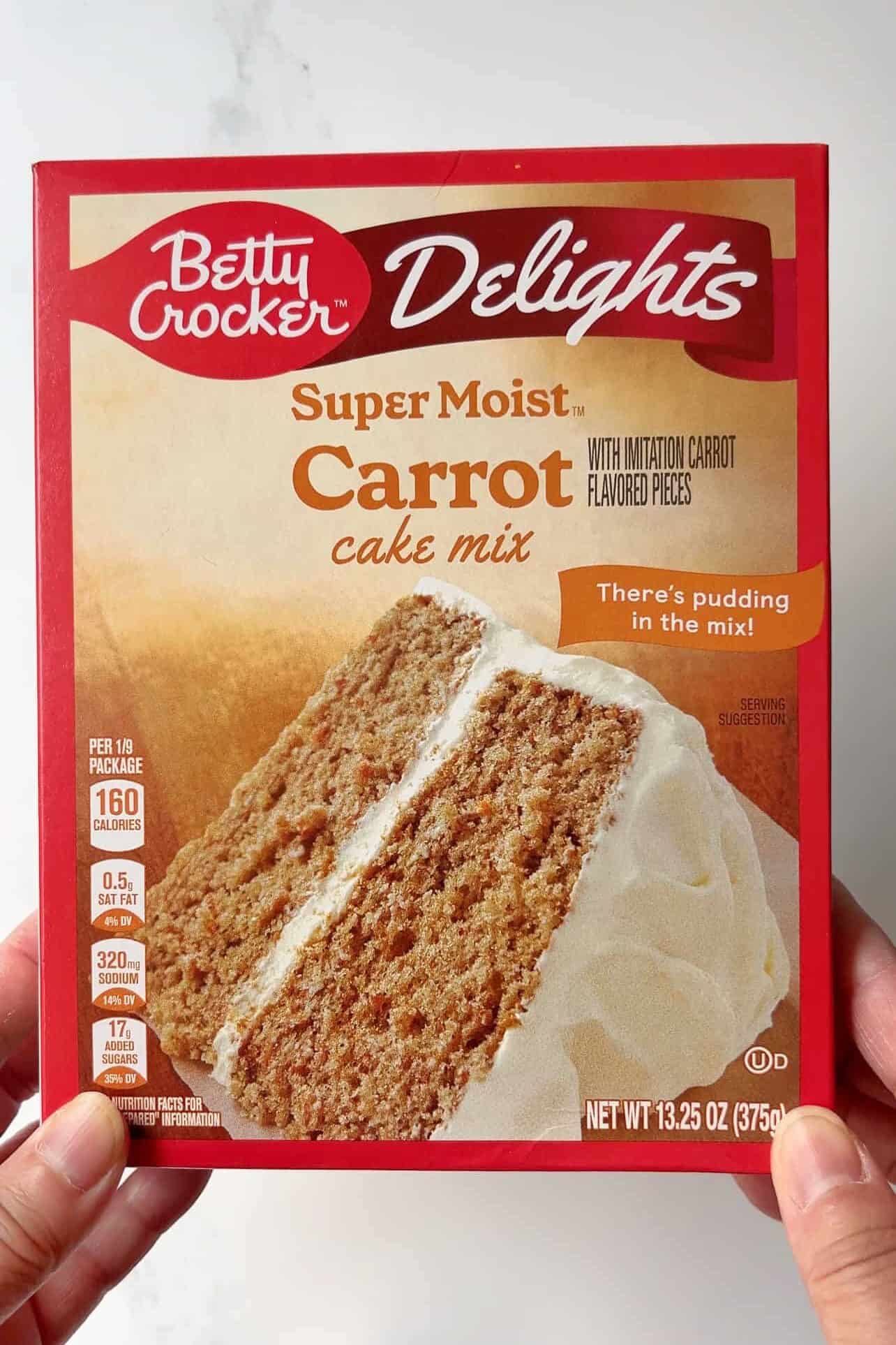 store-bought carrot cake box