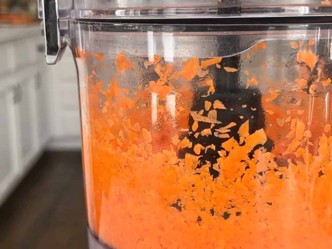 shredding carrots in a food processor