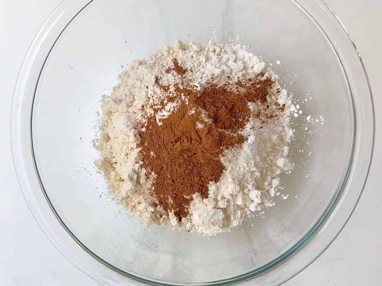 dry ingredients in a bowl for carrot cake cupcake batter