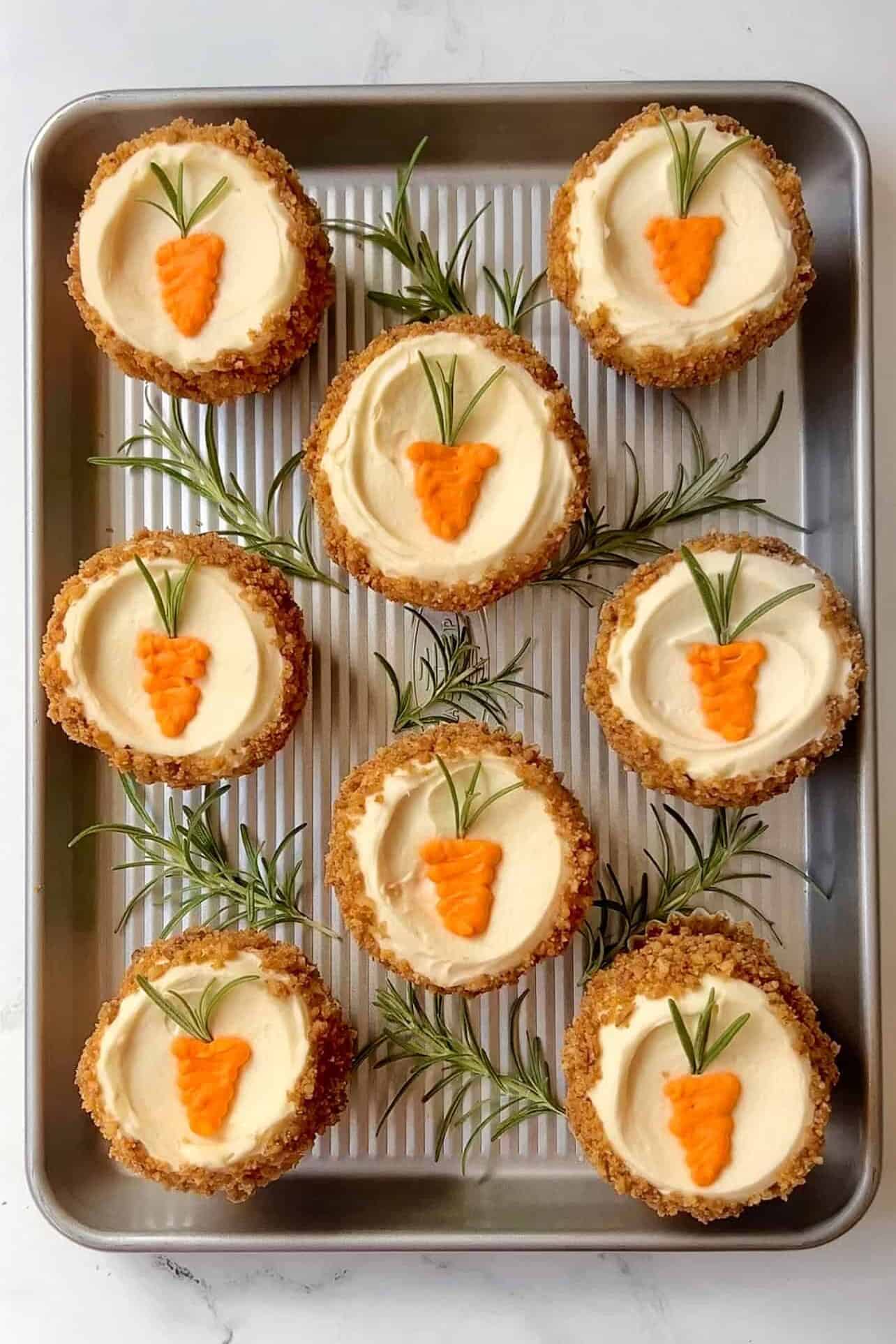 tray of carrot cake cupcakes
