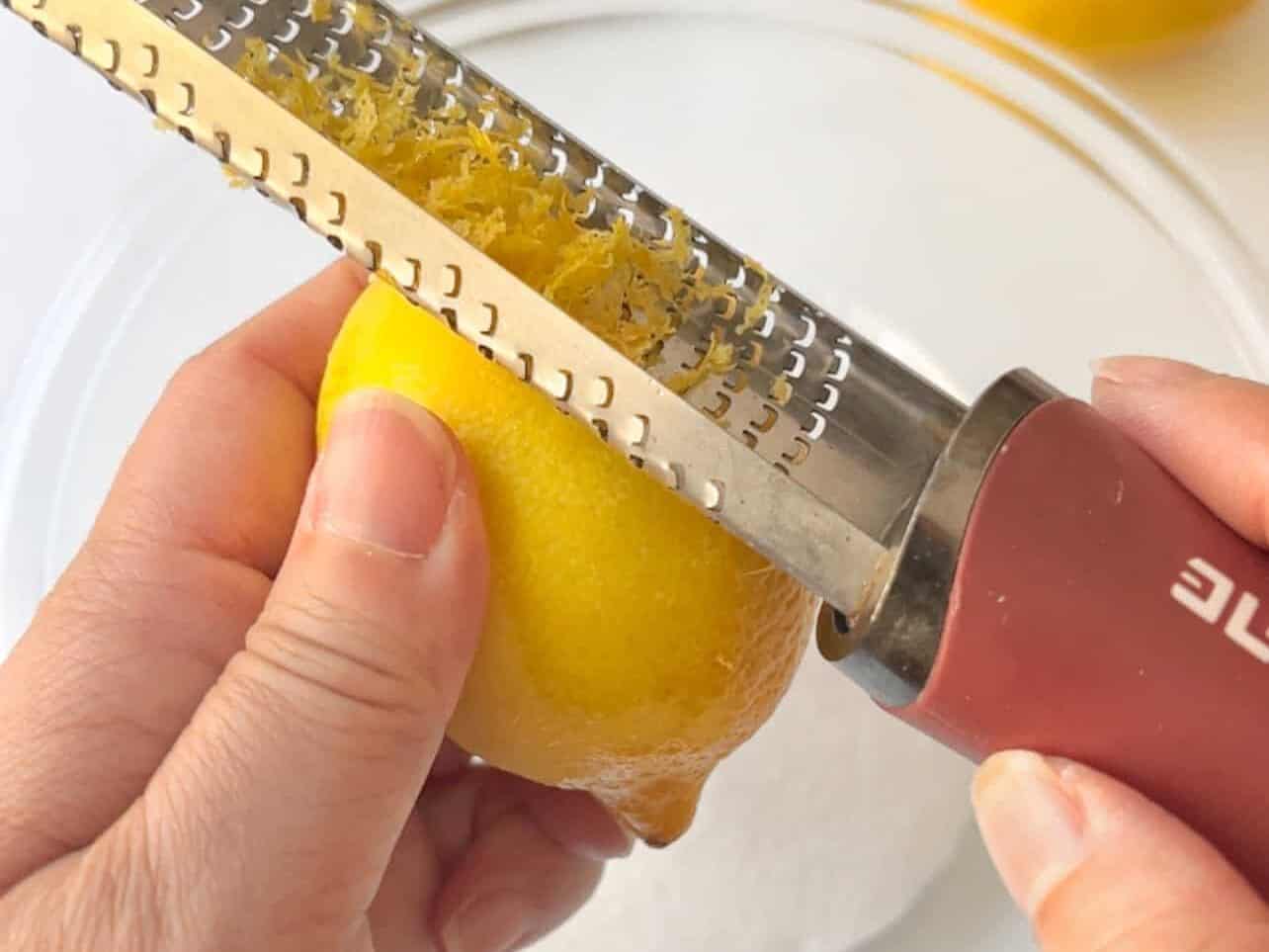 zesting lemon peel