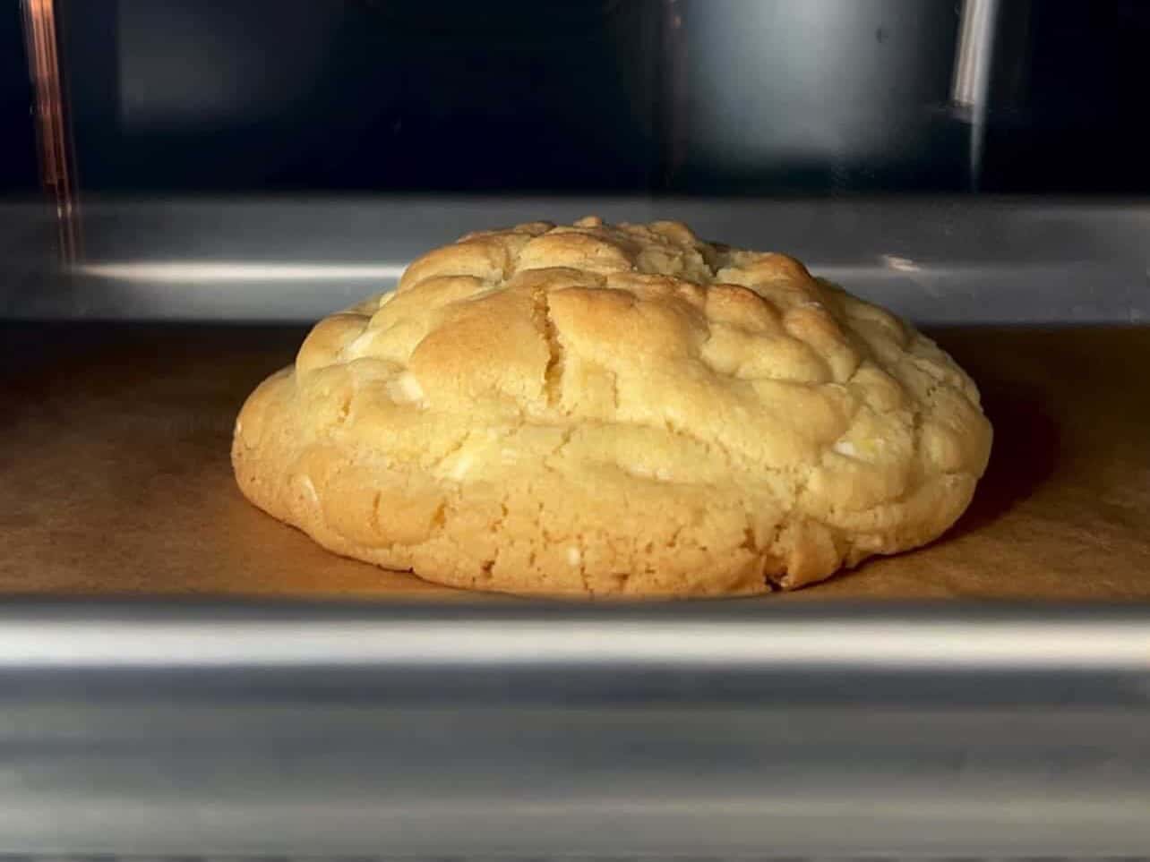 Baking large eggs with tray underneath helps bake bottom evenly