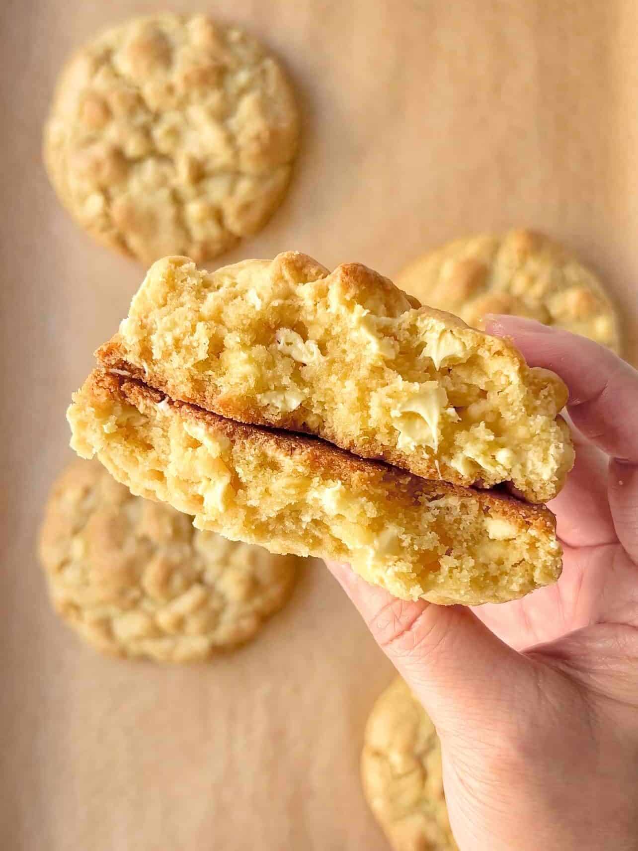 close up levain lemon cookies 