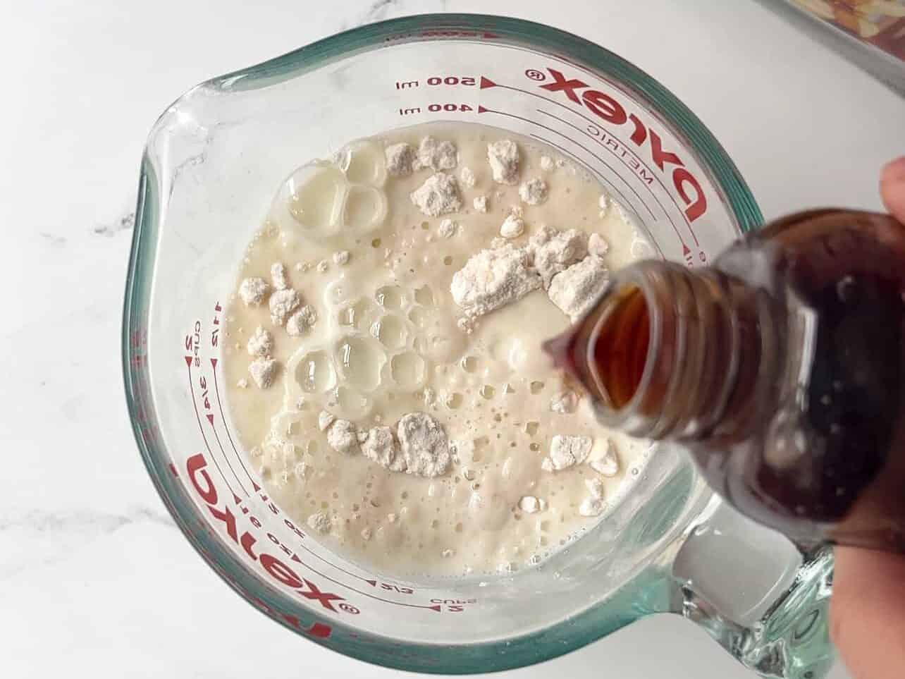 elevate any pancake mix using milk and vanilla instead of water