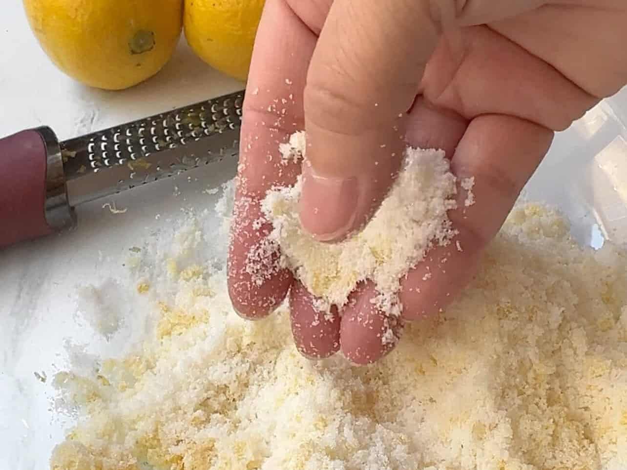 rub lemon zest and sugar together with fingers