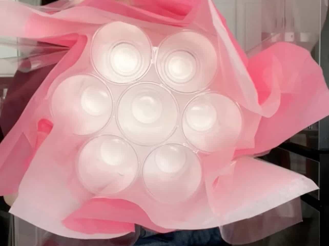 finished cupcake bouquet made with cups