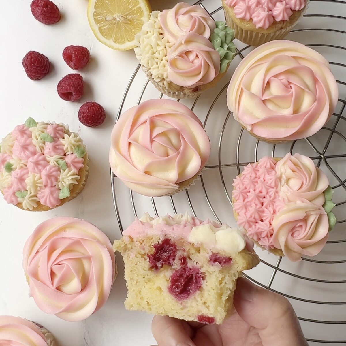 Lemon Raspberry Cupcakes with Lemon Cream Cheese Frosting