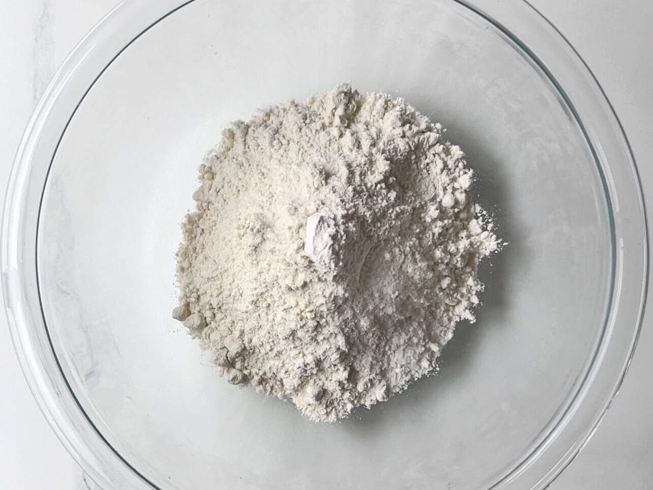 flour, baking powder, and salt in a mixing bowl