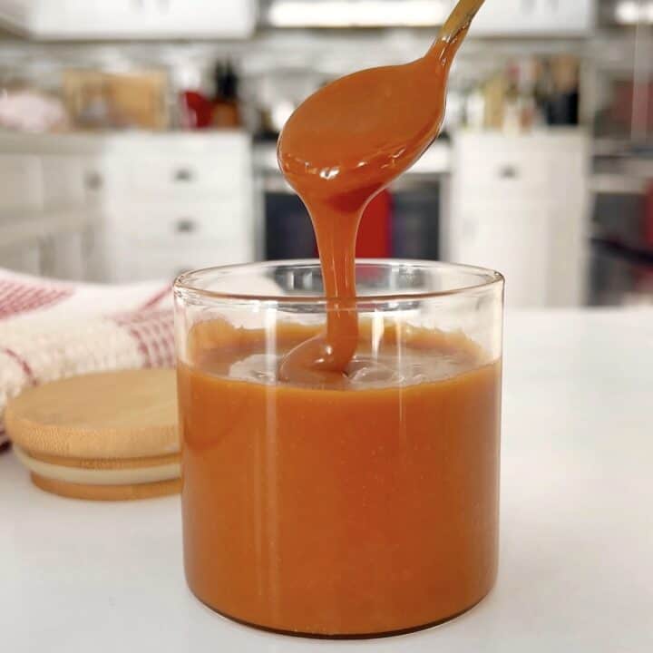 spoonful of homemade caramel