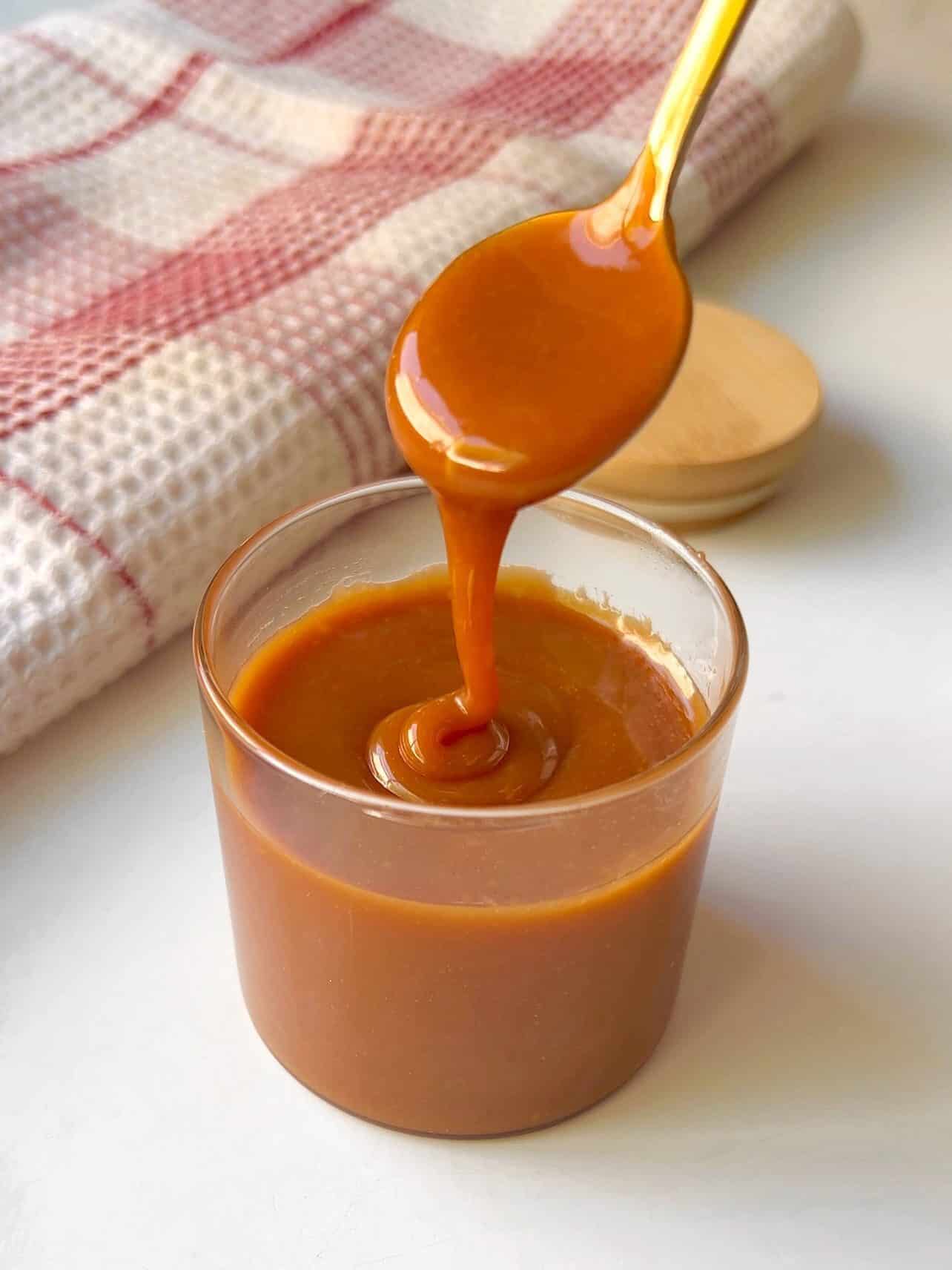 spoonful of homemade caramel