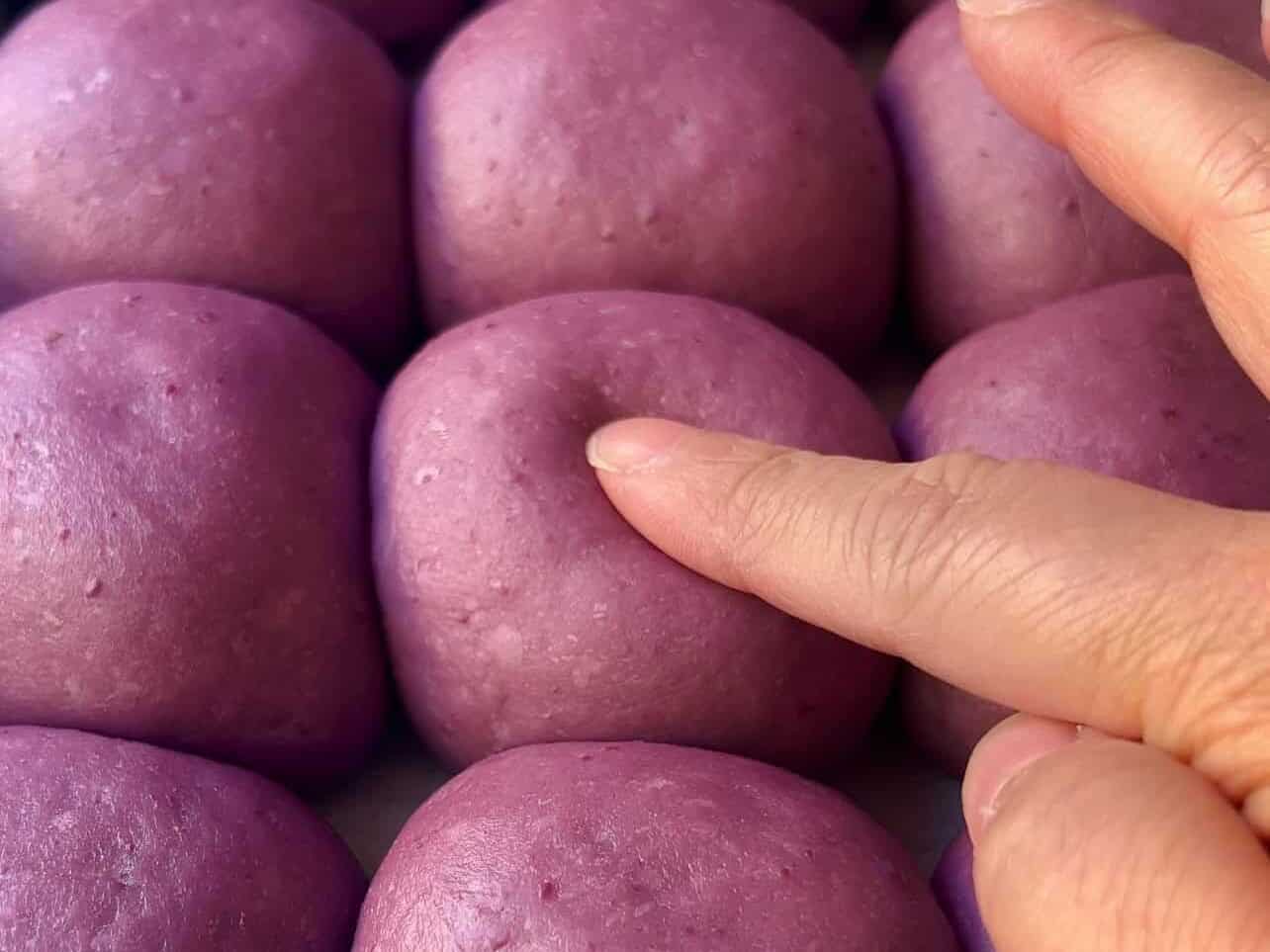 poke finger into dough during final proof to determine if proofing is done