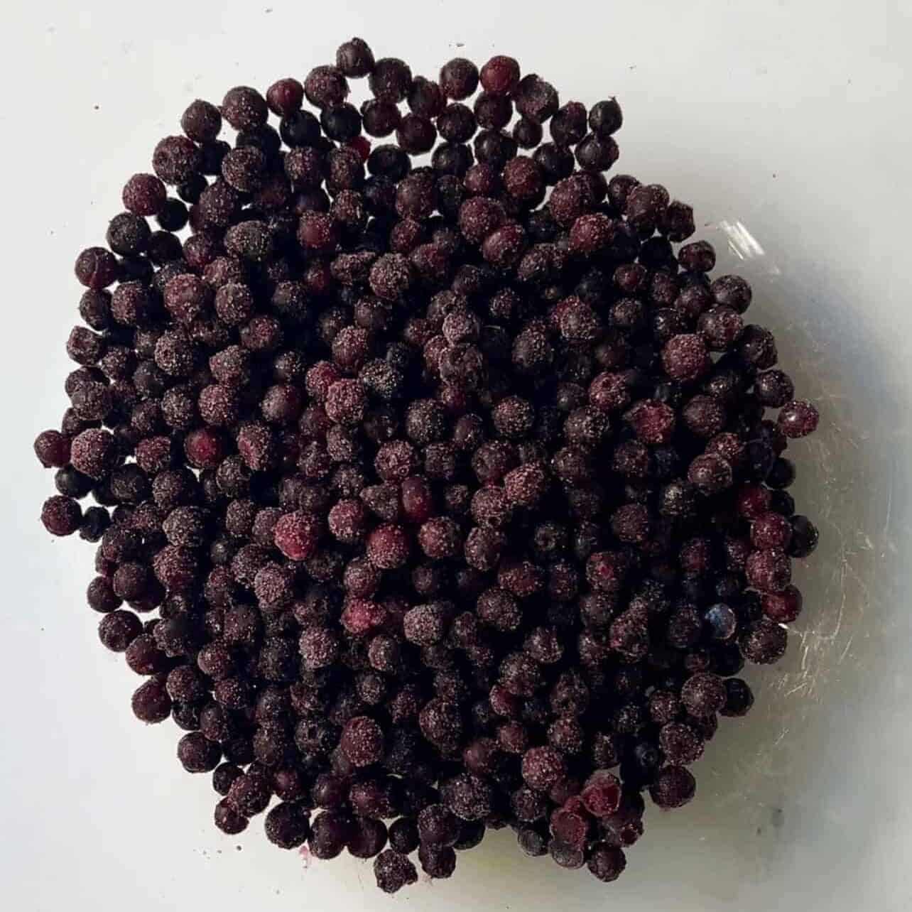 wild frozen blueberries in a bowl