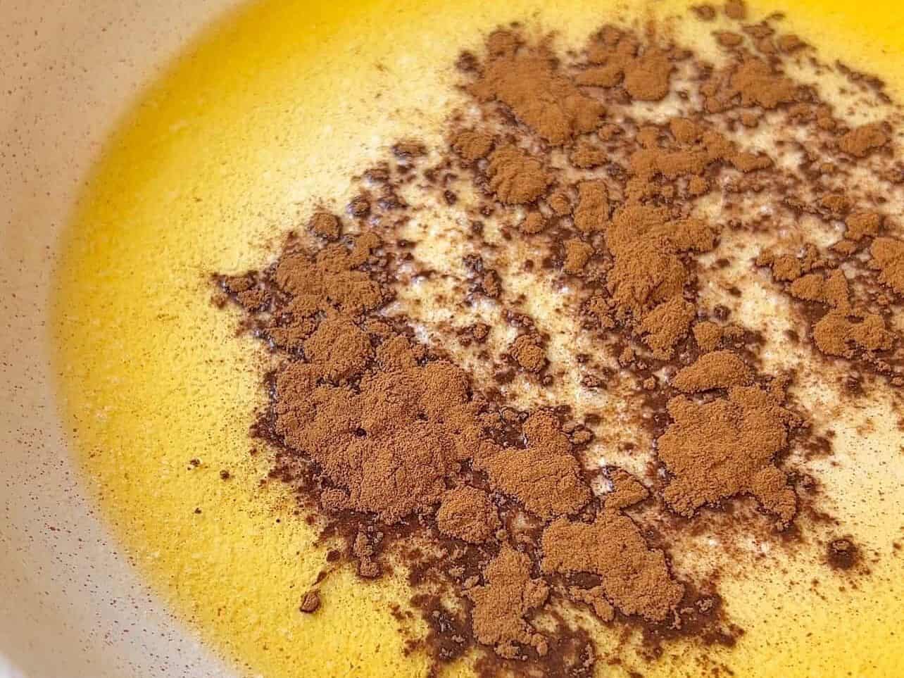 melted butter and apple pie spice in a large skillet to make apple pie filling