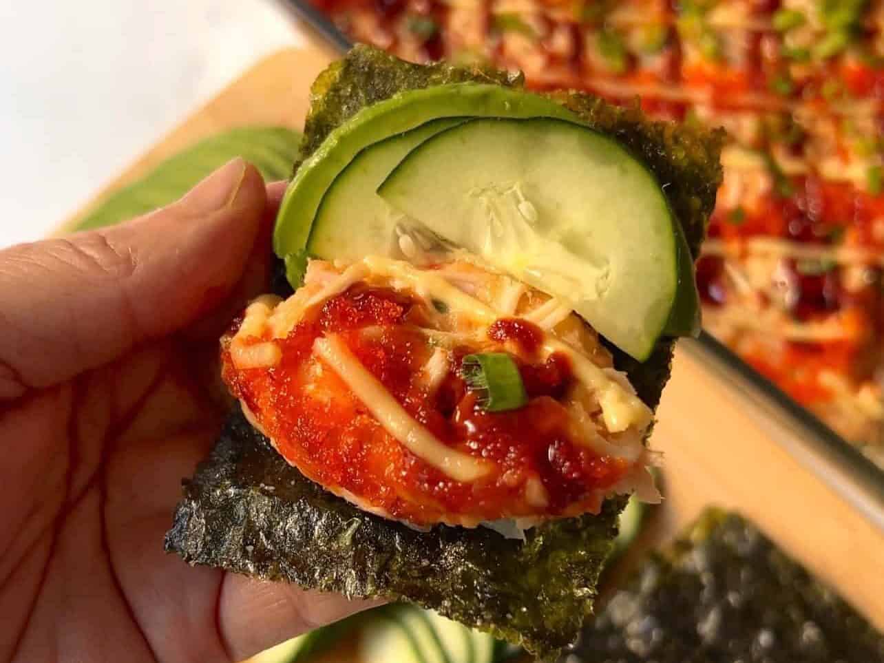enjoy sushi bake folded like a taco