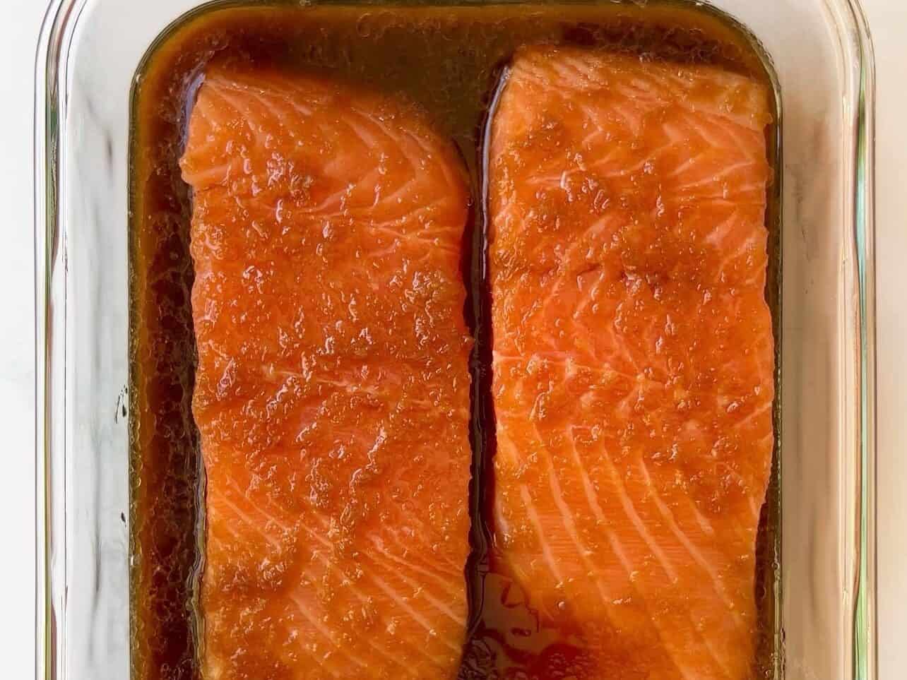 marinating salmon fillets with soy ginger marinade