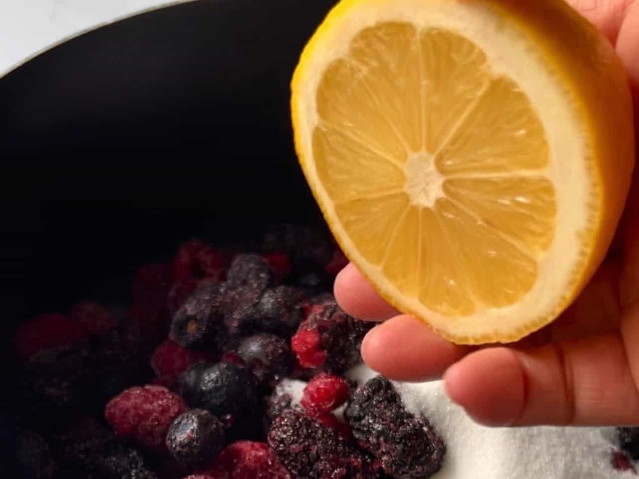 fruit compote ingredients in saucepan